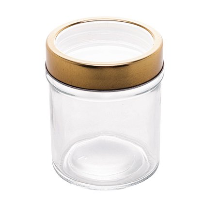 POTE VIDRO BOROSILICATO C/TAMPA ACRÍLICO DOURADA 350ml