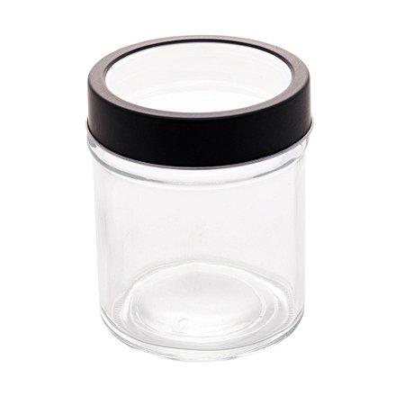 POTE VIDRO BOROSILICATO C/TAMPA DE ACRÍLICO PRETA 350ml