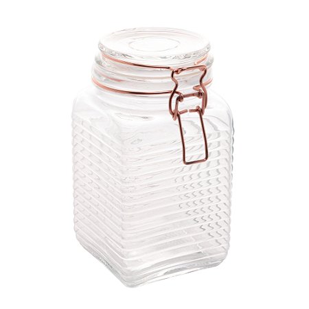 POTE HERMÉTICO VIDRO BOROSSILICATO C/METAL ROSÉ 10x19cm