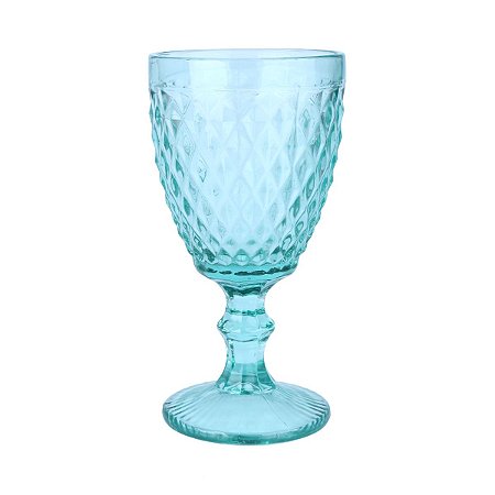 CJ 6 TAÇAS P/ÁGUA VIDRO BICO DE ABACAXI AZUL TIFFANY 260ml