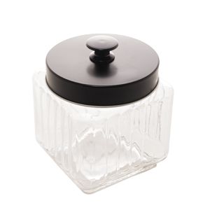 POTE DE VIDRO BOROSSILICATO C/TAMPA DE METAL PRETA 1,2L