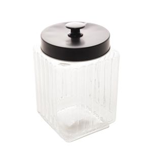 POTE DE VIDRO BOROSSILICATO C/TAMPA DE METAL PRETA 1,7L