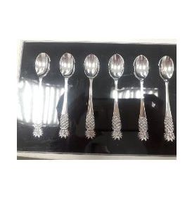CJ 6 COLHERES P/CAFÉ DE ZAMAC SILVER PLATED PINEAPPLE 10,5cm