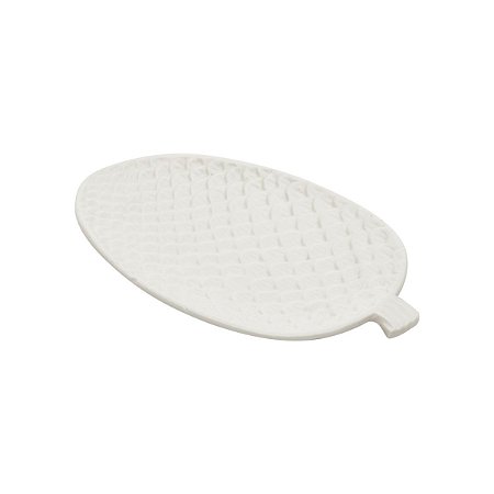 TRAVESSA DECORATIVA DE CERÂMICA ABACAXI BRANCO 19,2x11,5x1,8