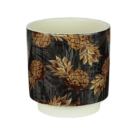 VASO DECORATIVO CERÂMICA ABACAXI 12x13cm