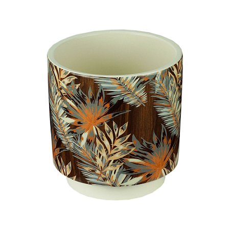 VASO DECORATIVO CERÂMICA TROPICAL 12x13cm