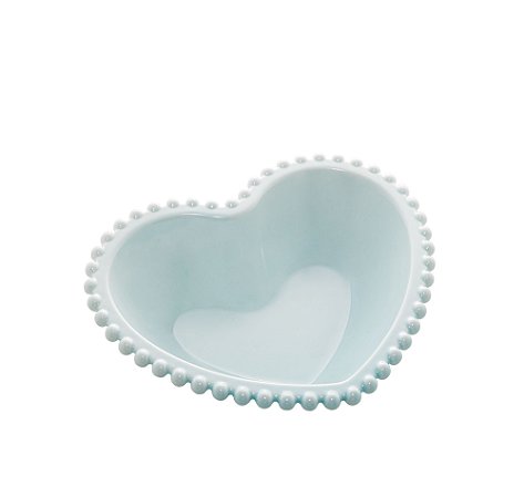 SALADEIRA PORCELANA CORAÇÃO BEADS AZUL 21x18x6cm