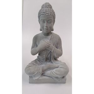 DECORAÇÃO DE CONCRETO BUDDHA SENTADO CINZA 16x11,5x27cm