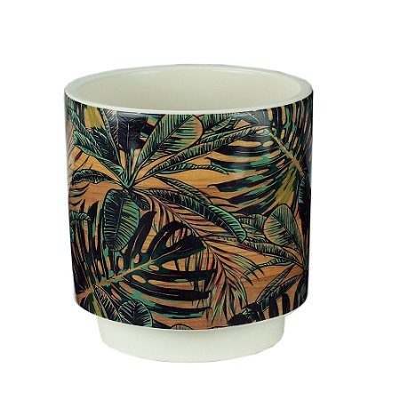 VASO DECORATIVO CERÂMICA TROPICAL 12x13cm