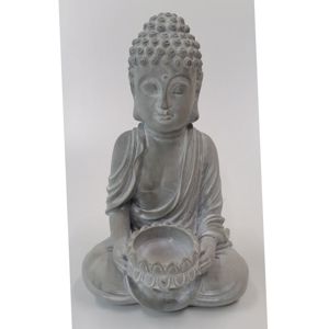 DECORAÇÃO/CASTIÇAL CONCRETO BUDDHA SENTADO 12,5x10,5x20,5cm