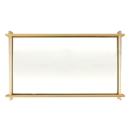 BANDEJA DECORATIVA METAL C/ESPELHO DOURADO 36x21x4cm
