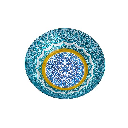 CENTRO DE MESA DE VIDRO ROCOCO AZUL 33x9cm