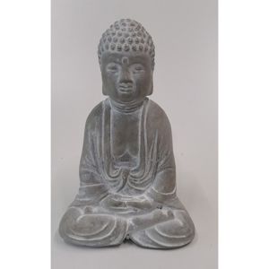 DECORAÇÃO DE CONCRETO BUDDHA SENTADO CINZA 11,5x8,5x15,5cm