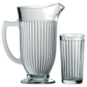 CJ 1 JARRA 1l E 6 COPOS 270ml VIDRO STRIPES