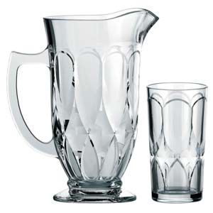 CJ 1 JARRA 1l E 6 COPOS 270ml VIDRO CURVES