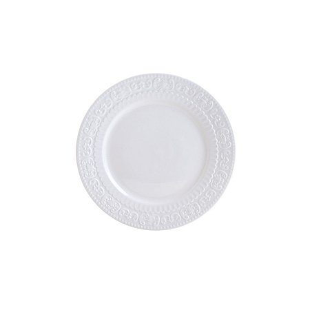 PRATO P/SOBREMESA DE PORCELANA NEW BONE ANGEL BRANCO 19cm
