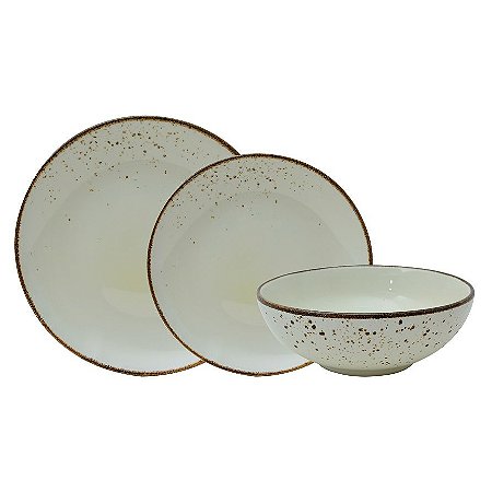APARELHO DE JANTAR 18 PECAS NATURE CREAM EM PORCELANA