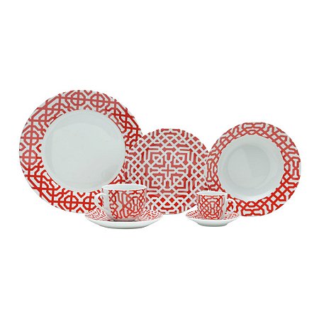 APARELHO  JANTAR 42PC  PORCELANA SUPER WHITE CORAL MAIL BOX