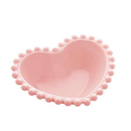 CJ 4 BOWLS PORCELANA CORAÇÃO BEADS ROSE 13x11x4cm