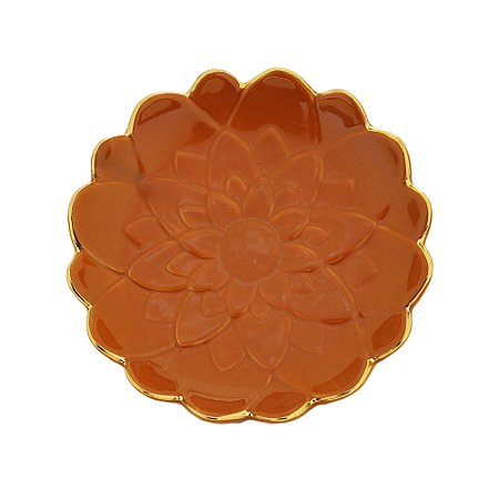 CJ 4 PORTA ANÉIS DECORATIVOS PORCELANA VERMELHO 14x3cm