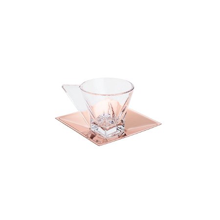 CJ 6 XÍCARAS DE VIDRO P/CAFÉ C/PIRES VENEZA ROSÉ 70ml