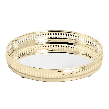 BANDEJA DE PRATA C/ESPELHO GALLERY DOURADO 36cm