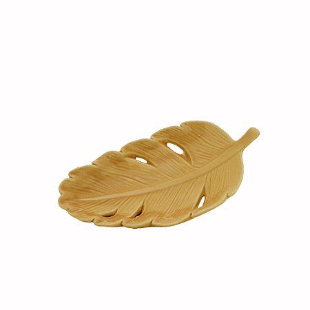 CJ 4 FOLHAS DECORATIVAS PORCELANA ROSÉ 21x11x4cm