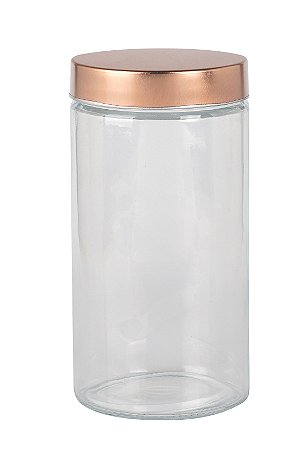 PORTA MANTIMENTO EM VIDRO LISO TAMPA METAL 1,7L 11X22CM