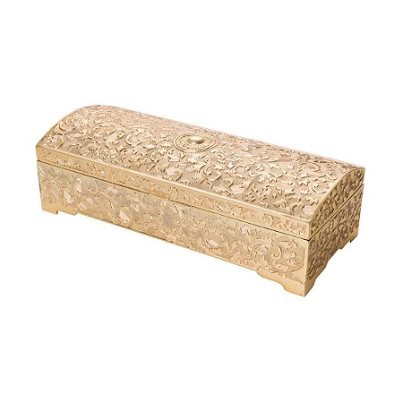 PORTA JÓIAS RETANGULAR DOURADO DE ZAMAC 17,3x8x5cm