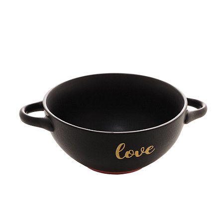 CONSUME CERÂMICA LOVE PRETO MATT/ROSA 12x7cm