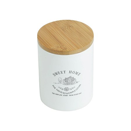 POTE DE CERÂMICA C/TAMPA DE MADEIRA SWEET HOME 700ml