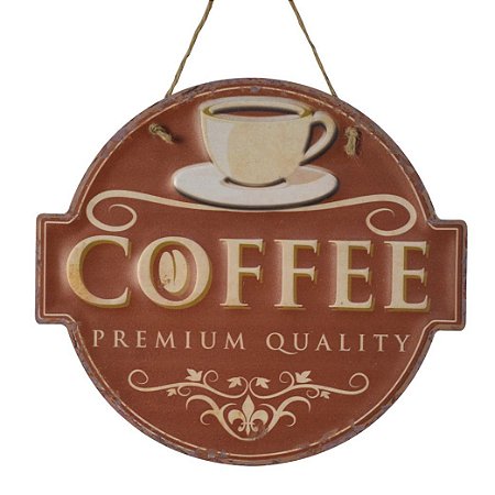 PLACA DECORATIVA COFFEE PREMIUM EM FERRO L28XP0,05XA40CM