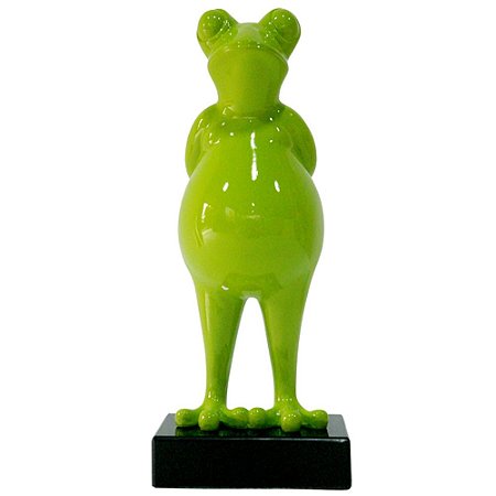 ESCULTURA RESINA PLASTICA FROG PRINCE VERDE 15 X 15 X 38 CM