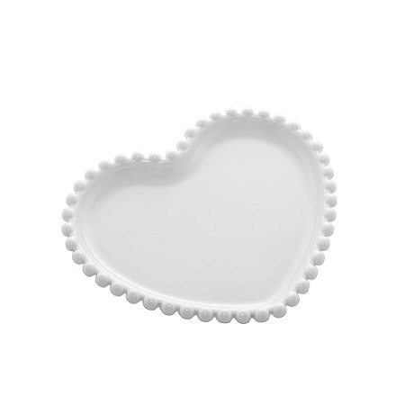 CJ 4 PRATOS PORCELANA CORAÇÃO BEADS BRANCO 17x15x2cm