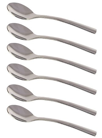 JG 6 COLHERES CAFE RAVEL EM ACO INOX COM CAIXA BLACK LUX