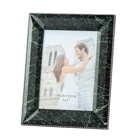 PORTA RETRATO DE VIDRO MÁRMORE VERDE 13x18cm