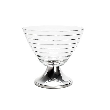 CENTRO DE MESA DE VIDRO C/PÉ DE PRATA BAGUETTE 25X23cm
