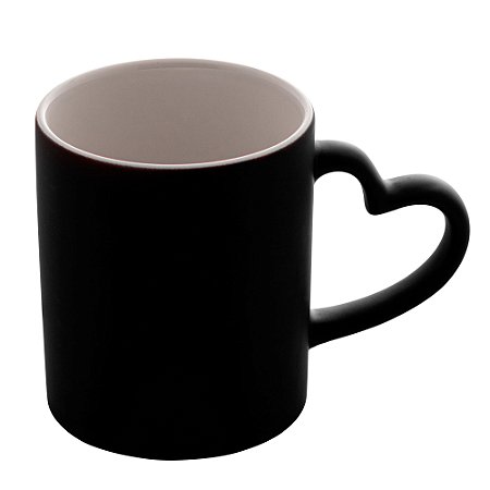 CANECA DE PORCELANA LUMINUS HEART PRETA 350ml