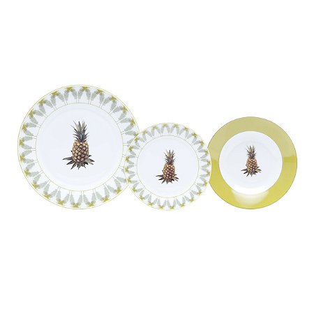 BAIXELA 18 PRATOS DE PORCELANA SUPER WHITE PINEAPPLE