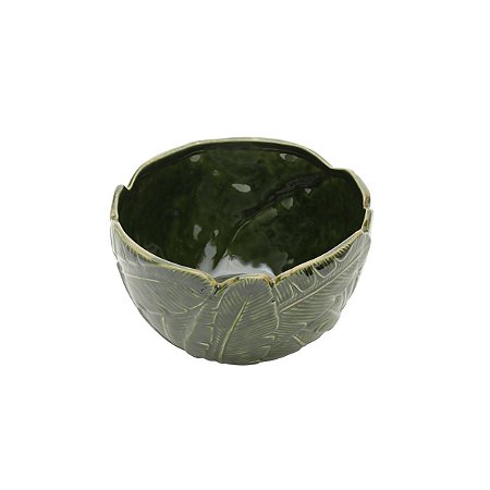 CENTRO DE MESA DE CERÂMICA BANANA LEAF VERDE 21x21x12cm