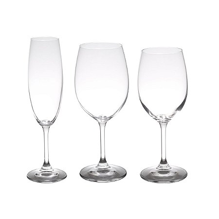 CJ 18 TAÇAS DE VIDRO C/TITÂNIO KLARA/SYLVIA