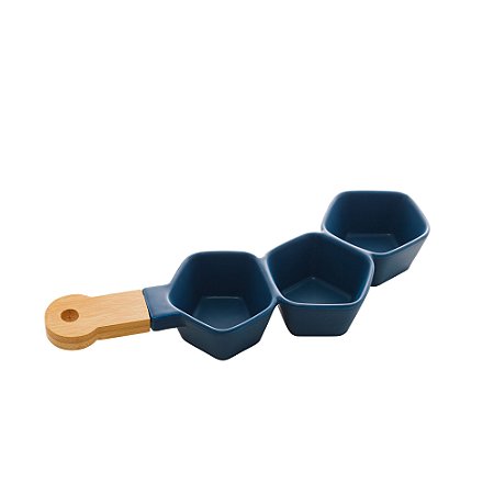 PETISQUEIRA PORCELANA C/CABO BAMBU AZUL MATT 36x10x5cm