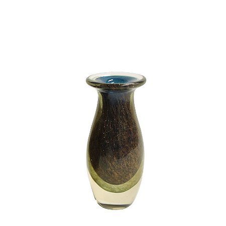 VASO GOLDEN VIDRO 10X10X21CM COR AZUL TURQUESA