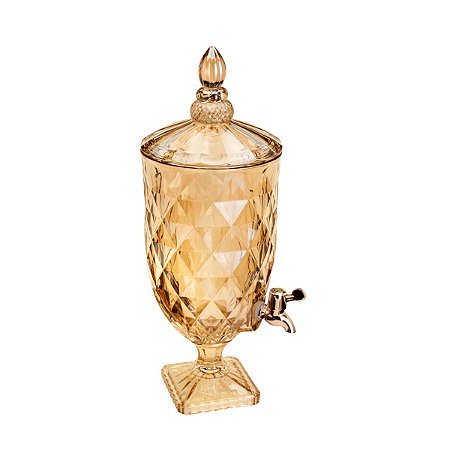 DISPENSER CRISTAL ECOLÓGICO ÂMBAR DIAMOND C/TORNEIRA ROSÉ 5l
