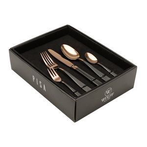 FAQUEIRO 30PCS DE AÇO INOX C/GIFT BOX PISA TWO TONES ROSÉ GOLD E PRETO
