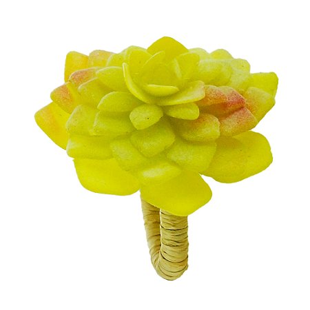 CJ 4 ANÉIS P/GUARDANAPOS PLÁSTICO FLOR AMARELA 7x7cm