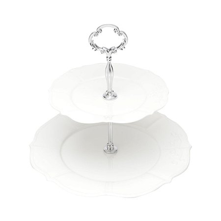 PORTA DOCES 2 ANDARES PORCELANA SUPER WHITE GENEBRA 19x26x24
