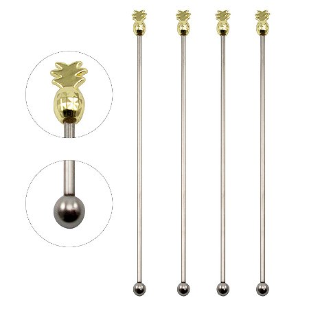 CJ 4 MISTURADORES DRINK PINEAPPLE ACO INOX 10,2X2,2X22,2CM