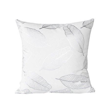 ALMOFADA FOLHAS EM ALGODAO L45XP45CM COR BRANCA