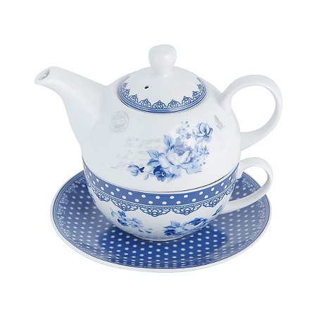 CJ 3PC P/CHÁ PORCELANA SUPER WHITE GRÉCIA C/CAIXA PRESENTE